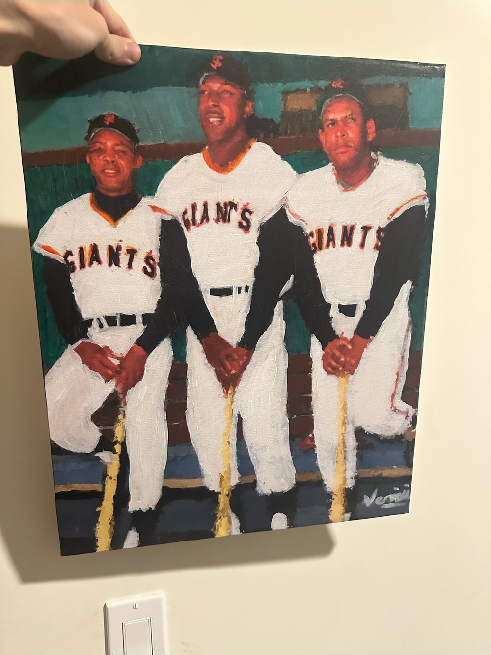 Orlando Cepeda & Willie mccovey willie mays painting Baseball Canvas Art 16x20